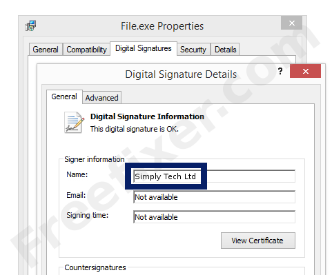 Screenshot of the Simply Tech Ltd certificate